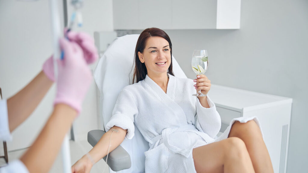 female having a IV Hydration Therapy session